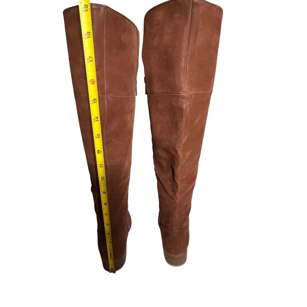 MIA‎ Women's Brown Leather Over the Knee Boots Side Zip Block Heel Size 6